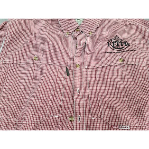Drake Waterfowl Ben E. Keith Men's Medium Short Sleeve Shirt Button Down Vented - Picture 5 of 10